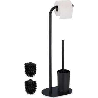 Relaxdays Svart toalettrullehållare WC-set Relaxdays Svart toalettrullehållare WC-set