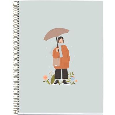 Miquelrius A4 anteckningsbok, 4 färgade ränder, 5 x 5 mm galler, 120 ark 70 g/m², spiral, fyrkantig anteckningsbok, nordisk melody samling, regn Miquelrius A4 anteckningsbok, 4 färgade ränder, 5 x 5 mm galler, 120 ark 70 g/m², spiral, fyrkantig anteckningsbok, nordisk melody samling, regn