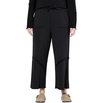 Ulla Popken damer stora storlekar, överdimensionerade plus size sweat-culotte, dekorativa sömmar, elastisk linning, ekologisk bomull, svart, 40W x 32L Ulla Popken damer stora storlekar, överdimensionerade plus size sweat-culotte, dekorativa sömmar, elastisk linning, ekologisk bomull, svart, 40W x 32L
