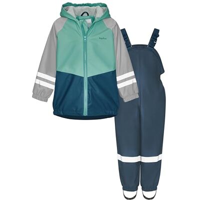Playshoes Tvådelad regndräkt, fleecefoder, fodrad dräkt, Blockfärger marin, 86 Playshoes Tvådelad regndräkt, fleecefoder, fodrad dräkt, Blockfärger marin, 86