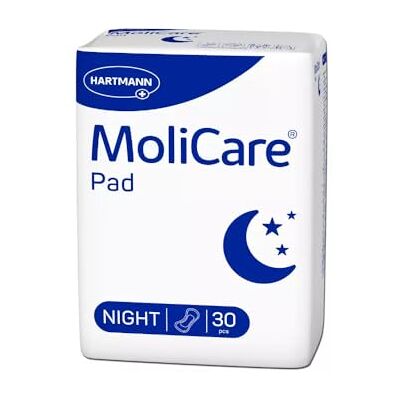 Molicare Pad Night – inkontinensdynor för mild till måttlig blåsa svaghet på natten för män och kvinnor Anatomiskt formade, absorberande, andningsbara och diskret 30 dynor Molicare Pad Night – inkontinensdynor för mild till måttlig blåsa svaghet på natten för män och kvinnor Anatomiskt formade, absorberande, andningsbara och diskret 30 dynor