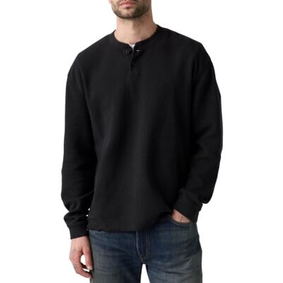 Levi's Ls RLX Button Henley Mineral Black Levi's Ls RLX Button Henley Mineral Black