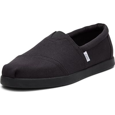 TOMS Alp FWD Loafer för män platt, Svart svart återvunnen bomullsduk, 47.5 EU TOMS Alp FWD Loafer för män platt, Svart svart återvunnen bomullsduk, 47.5 EU