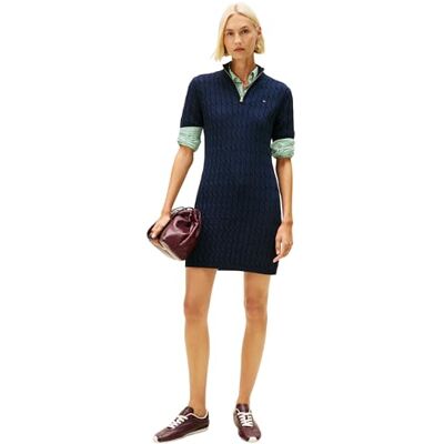 Tommy Hilfiger Dam CO kabel MID GG Shift MK klänning WW0WW48444 tröja klänning, blå (mörk natt marinblå), L, Blå (mörk natt marinblå), L Tommy Hilfiger Dam CO kabel MID GG Shift MK klänning WW0WW48444 tröja klänning, blå (mörk natt marinblå), L, Blå (mörk natt marinblå), L