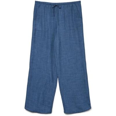 VERO MODA Vmmelaney Hw lös byxa WVN Ga Noos, Mörk denim, L VERO MODA Vmmelaney Hw lös byxa WVN Ga Noos, Mörk denim, L