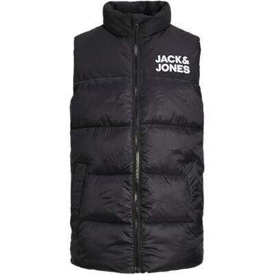 JACK & JONES Pojkar Jjetoby kroppsvärmare krage Sn Jnr jacka, Svart/tryck: vit logo på bröstet, 176 JACK & JONES Pojkar Jjetoby kroppsvärmare krage Sn Jnr jacka, Svart/tryck: vit logo på bröstet, 176