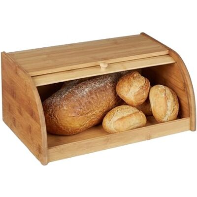 Relaxdays brödlåda bambu 16,5 x 40 x 27,5 cm, roll top brödlåda, brödbox med jalusi, brödskrin i trä, brödburk, natur Relaxdays brödlåda bambu 16,5 x 40 x 27,5 cm, roll top brödlåda, brödbox med jalusi, brödskrin i trä, brödburk, natur