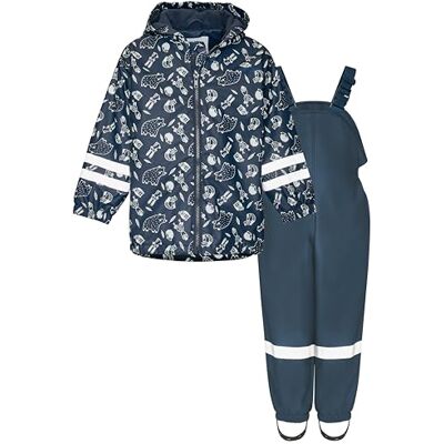Playshoes Tvådelad regndräkt, fleecefoder, fodrad dräkt, Skogsdjur marin, 86 Playshoes Tvådelad regndräkt, fleecefoder, fodrad dräkt, Skogsdjur marin, 86