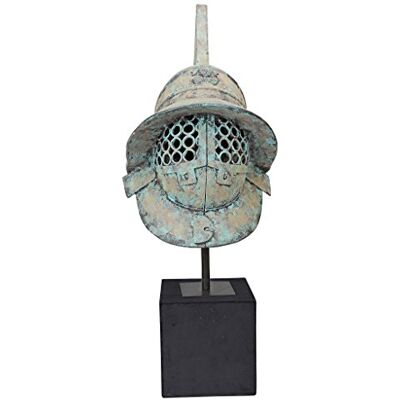 Design Toscano antik romersk Pompeii gladiatorhjälm, metall, grå/blå, 37 x 29 x 73,5 cm Design Toscano antik romersk Pompeii gladiatorhjälm, metall, grå/blå, 37 x 29 x 73,5 cm