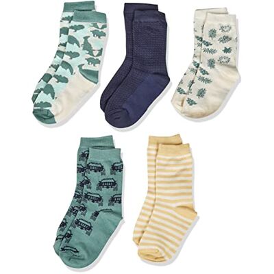 MINYMO Unisex barnstrumpor med mönster (5-pack), oljeblå, 35 8 MINYMO Unisex barnstrumpor med mönster (5-pack), oljeblå, 35 8