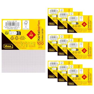 Idena 90361 – indexkort A8, 1 000 rutiga, 180 g/m² FSC-Mix papper i vitt, för skola och kontor Idena 90361 – indexkort A8, 1 000 rutiga, 180 g/m² FSC-Mix papper i vitt, för skola och kontor
