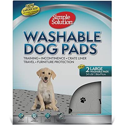 Simple Solution Tvättbara tränings- och resehunddynor, återanvändbar hundkissdyna, absorberande och luktkontroll, stort paket med 2 Simple Solution Tvättbara tränings- och resehunddynor, återanvändbar hundkissdyna, absorberande och luktkontroll, stort paket med 2