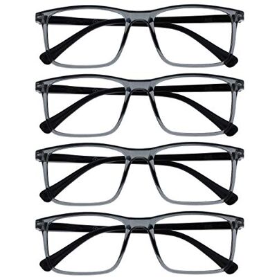 OPULIZE Bläck 4-pack distansglasögon kortsiktade stora grå män kvinnor MMMM4-7 -1,50 OPULIZE Bläck 4-pack distansglasögon kortsiktade stora grå män kvinnor MMMM4-7 -1,50