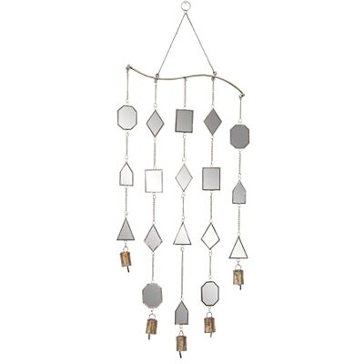 Deco 79 Metal Geometric Indoor Outdoor Windchime Garden Decor with Glass Mirrors and Bells, Hanging Ornament 14" x 1" x 32", Brown Deco 79 Metal Geometric Indoor Outdoor Windchime Garden Decor with Glass Mirrors and Bells, Hanging Ornament 14" x 1" x 32", Brown