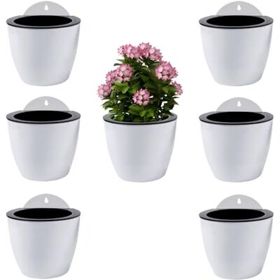 ShoppeWatch Självvattnande vägg hängande blomkrukor 7 stycken väggvaser för växter blommor, inomhus och utomhus växtvägg stor, 18,5 cm PL35 ShoppeWatch Självvattnande vägg hängande blomkrukor 7 stycken väggvaser för växter blommor, inomhus och utomhus växtvägg stor, 18,5 cm PL35