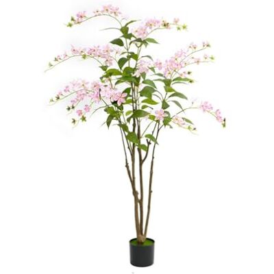 Zstar 150 cm konstgjort trädröja jasmin, stort konstgjort jasminträd med blommande blommor och blad, konstgjord växt i kruka, stora konstgjorda växter för hem, kontor, trädgårdsdekoration Zstar 150 cm konstgjort trädröja jasmin, stort konstgjort jasminträd med blommande blommor och blad, konstgjord växt i kruka, stora konstgjorda växter för hem, kontor, trädgårdsdekoration