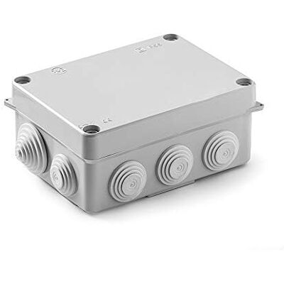 Glowster Fyrkantig kopplingsbox IP44, vattentät mått: 150 x 110 x 70 mm grå färg, perfekt för elektriska installationer utomhus. Glowster Fyrkantig kopplingsbox IP44, vattentät mått: 150 x 110 x 70 mm grå färg, perfekt för elektriska installationer utomhus.