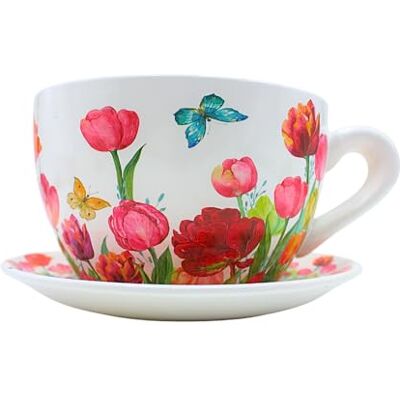 Dekohelden24 Dekohjälten24 blomkruka, växtkopp, planteringskruka, blomkruka, blomkruka, blomkruka. Ytterkruka som kopp med keramiskt handtag, motiv: Tulpanhav, L/B/H 25 x 23 x 14 cm. Dekohelden24 Dekohjälten24 blomkruka, växtkopp, planteringskruka, blomkruka, blomkruka, blomkruka. Ytterkruka som kopp med keramiskt handtag, motiv: Tulpanhav, L/B/H 25 x 23 x 14 cm.