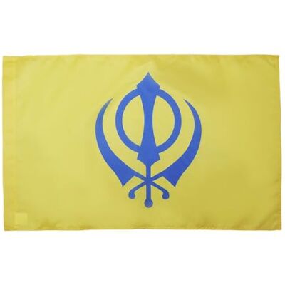 AZ FLAG Sikhism flagga 90 x 60 cm Khanda-flagga sikistisk religion 60 x 90 cm stånghylsa AZ FLAG Sikhism flagga 90 x 60 cm Khanda-flagga sikistisk religion 60 x 90 cm stånghylsa