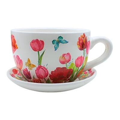 Dekohelden24 Dekohjälten24 blomkruka, växtkopp, planteringskruka, blomkruka, blomkruka, blomkruka. Ytterkruka som kopp med keramiskt handtag, motiv: Tulpanhav, L/B/H 20 x 15 x 12 cm. Dekohelden24 Dekohjälten24 blomkruka, växtkopp, planteringskruka, blomkruka, blomkruka, blomkruka. Ytterkruka som kopp med keramiskt handtag, motiv: Tulpanhav, L/B/H 20 x 15 x 12 cm.