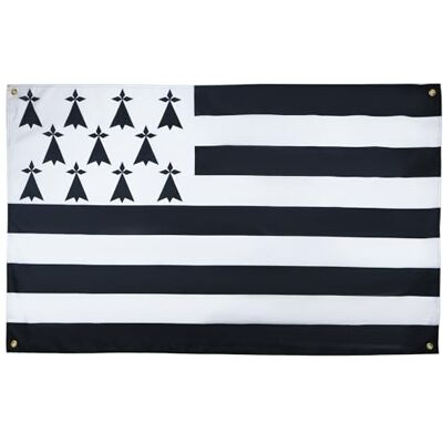 AZ FLAG Bretagne flagga 150x90 cm med 4 öljetter, bretonsk flagga för balkong eller vägg AZ FLAG Bretagne flagga 150x90 cm med 4 öljetter, bretonsk flagga för balkong eller vägg