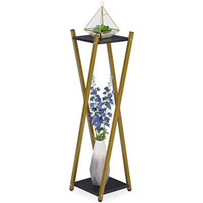 Relaxdays Blomställ, 2 våningar i marmorutseende, metall, modern, hög blompall, HBT: 99 x 29 x 29 cm, guld/svart Relaxdays Blomställ, 2 våningar i marmorutseende, metall, modern, hög blompall, HBT: 99 x 29 x 29 cm, guld/svart
