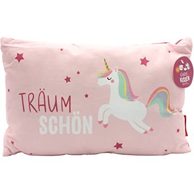 Dekohelden24 Barngosa kudde med enhörning/text – dröm vacker – L/B/H ca 40 x 13 x 23 cm, 100% bomull Dekohelden24 Barngosa kudde med enhörning/text – dröm vacker – L/B/H ca 40 x 13 x 23 cm, 100% bomull