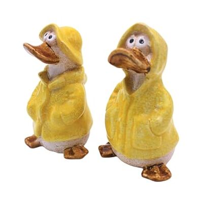 Dekohelden24 Uppsättning av 2 dekorativa figurer, trädgårdsdekorationer regnankor, dekorativa ankor, ankfigurer, trädgårdsfigur, anka, dammfigur anka i gult med regnrock och mössa som set om 2, storlek på en Dekohelden24 Uppsättning av 2 dekorativa figurer, trädgårdsdekorationer regnankor, dekorativa ankor, ankfigurer, trädgårdsfigur, anka, dammfigur anka i gult med regnrock och mössa som set om 2, storlek på en