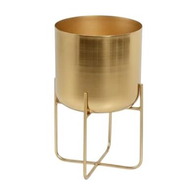 Serene Spaces Living Lugna utrymmen levande kort guld Soho-planterare med avtagbart metallstativ, dekorativ inomhus planteringskruka, blomkrukor stativ för vardagsrum, kök, kontor, mått 33 cm hög och 18 cm diameter Serene Spaces Living Lugna utrymmen levande kort guld Soho-planterare med avtagbart metallstativ, dekorativ inomhus planteringskruka, blomkrukor stativ för vardagsrum, kök, kontor, mått 33 cm hög och 18 cm diameter