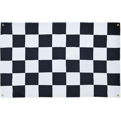 AZ FLAG Svart och vit Damier flagga 150 x 90 cm med 4 öljetter, Damiers-flagga för balkong eller vägg AZ FLAG Svart och vit Damier flagga 150 x 90 cm med 4 öljetter, Damiers-flagga för balkong eller vägg