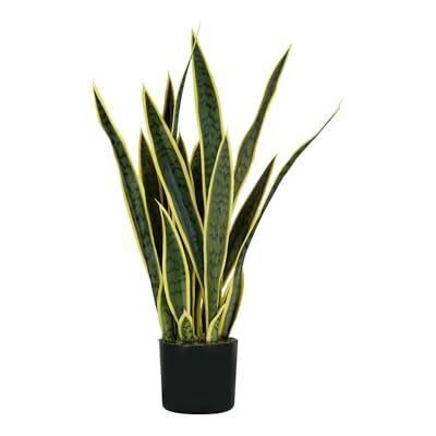 Wintem Konstgjord Sansevieria växt med 21 polyetenblad, 75 cm hög med kruka Ø 15 x 12,3 cm falsk växt perfekt för inomhus, heminredning Wintem Konstgjord Sansevieria växt med 21 polyetenblad, 75 cm hög med kruka Ø 15 x 12,3 cm falsk växt perfekt för inomhus, heminredning