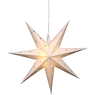 Dekohelden24 Adventsstjärna av plast att fälla upp, Ø 45 cm med 7 spetsar, i vit färg, inklusive LED-belysning och adapter, lämplig för inomhus- och utomhusbruk, 833200 Dekohelden24 Adventsstjärna av plast att fälla upp, Ø 45 cm med 7 spetsar, i vit färg, inklusive LED-belysning och adapter, lämplig för inomhus- och utomhusbruk, 833200