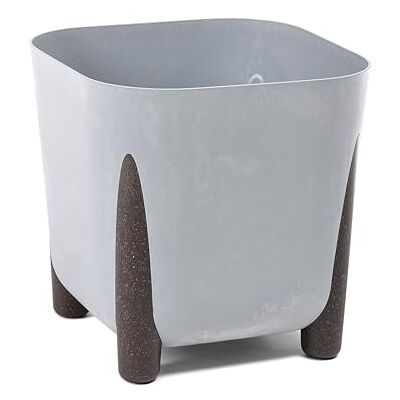 Lamela Växtkruka med vattendränage bredd 21 cm, 6 l – modern blomkruka med eleganta fötter – plastkruka för inomhus- och utomhusbruk, betongutseende grå Lamela Växtkruka med vattendränage bredd 21 cm, 6 l – modern blomkruka med eleganta fötter – plastkruka för inomhus- och utomhusbruk, betongutseende grå