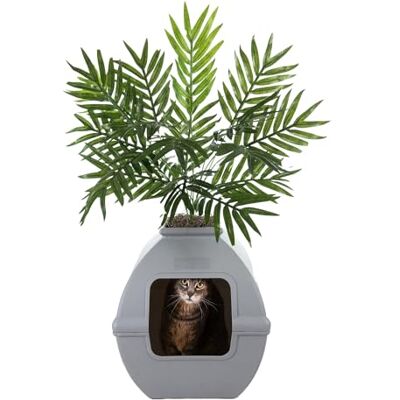Good Pet Stuff Hidden Cat Litter Box Enclosure with Artificial Plant, Decorative Square Courtyard Planter, Charcoal Filter Odor Control, Easy-to-Clean, Made in USA, Base Kit, Gray Good Pet Stuff Hidden Cat Litter Box Enclosure with Artificial Plant, Decorative Square Courtyard Planter, Charcoal Filter Odor Control, Easy-to-Clean, Made in USA, Base Kit, Gray