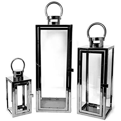 Allgala 3-delat set jumbo lyx modern inomhus/utomhus orkan ljus lykta set-Cuboid svart-HD90413 Allgala 3-delat set jumbo lyx modern inomhus/utomhus orkan ljus lykta set-Cuboid svart-HD90413