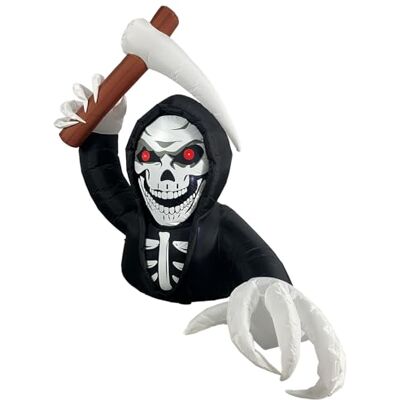 Riethmüller Uppblåsbart skelett med sense 210 x 156 x 200 cm – halloweendekoration utomhus och inomhus – figur med fläkt, ljuseffekter – inklusive pinnar och rep – festdekoration för trädgården Riethmüller Uppblåsbart skelett med sense 210 x 156 x 200 cm – halloweendekoration utomhus och inomhus – figur med fläkt, ljuseffekter – inklusive pinnar och rep – festdekoration för trädgården