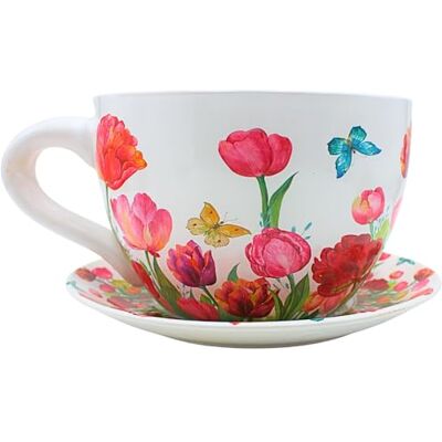 Dekohelden24 Dekohjälten24 XXL blomkruka, växtkopp, planteringskruka, blomkruka, blomkruka, blomkruka. Ytterkruka som kopp med keramiskt handtag, motiv: Tulpanhav, L/B/H 34 x 28 x 16 cm. Dekohelden24 Dekohjälten24 XXL blomkruka, växtkopp, planteringskruka, blomkruka, blomkruka, blomkruka. Ytterkruka som kopp med keramiskt handtag, motiv: Tulpanhav, L/B/H 34 x 28 x 16 cm.