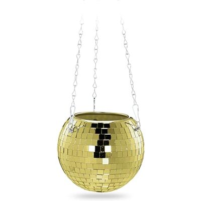 Relaxdays Discokula växtkruka, hängande blomkruka, glas, H x D: 13 x 15 cm, ampel hängande växter, guld Relaxdays Discokula växtkruka, hängande blomkruka, glas, H x D: 13 x 15 cm, ampel hängande växter, guld