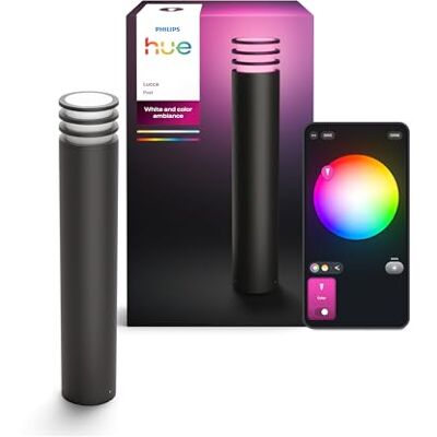 Philips Lucca Stolplampa Utomhusbruk, Reglerbart Vitt och Färgat Ljus, 1100 lm Klar, Med A60-ljuskälla, Dimbar, IP44-väderbeständig, Matter-kompatibel, Zigbee Philips Lucca Stolplampa Utomhusbruk, Reglerbart Vitt och Färgat Ljus, 1100 lm Klar, Med A60-ljuskälla, Dimbar, IP44-väderbeständig, Matter-kompatibel, Zigbee