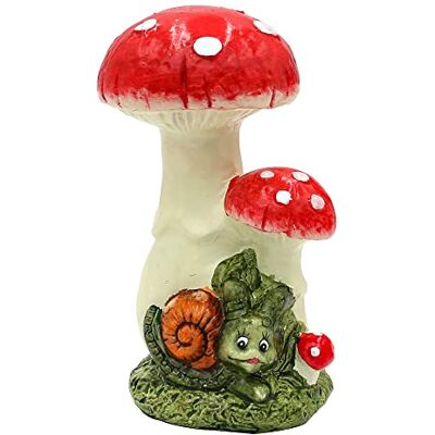Dekohelden24 Dekohjälten24 keramisk snigel/dekorativ snäcka med 2 svampar, trädgårdsdekoration, mått ca 11 x 10 x 18 cm, grön Dekohelden24 Dekohjälten24 keramisk snigel/dekorativ snäcka med 2 svampar, trädgårdsdekoration, mått ca 11 x 10 x 18 cm, grön