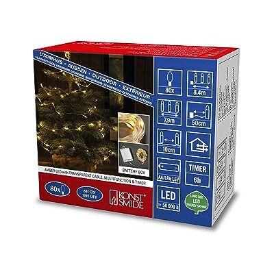 Konstsmide LED droppljuskedja, med 6 timmars timer och multifunktion, 80 bärnstensfärgade dioder, batteridriven, utomhus (IP44), transparent kabel, 4 x AA 1,5 V (exkl.) 3764-803 Konstsmide LED droppljuskedja, med 6 timmars timer och multifunktion, 80 bärnstensfärgade dioder, batteridriven, utomhus (IP44), transparent kabel, 4 x AA 1,5 V (exkl.) 3764-803