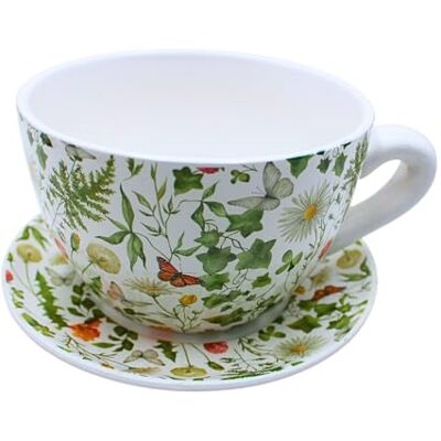 Dekohelden24 Dekohjälten24 blomkruka, växtkopp, planteringskruka, blomkruka, blomkruka, blomkruka. Ytterkruka som kopp med keramiskt handtag, motiv: Magerite, L/B/H 25 x 23 x 14 cm. Dekohelden24 Dekohjälten24 blomkruka, växtkopp, planteringskruka, blomkruka, blomkruka, blomkruka. Ytterkruka som kopp med keramiskt handtag, motiv: Magerite, L/B/H 25 x 23 x 14 cm.