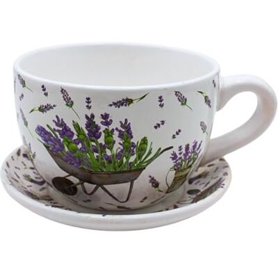 Dekohelden24 Dekohjälten24 blomkruka, växtkopp, planteringskruka, blomkruka, blomkruka, blomkruka. Ytterkruka som kopp med keramiskt handtag, motiv: Lavendel, L/B/H 20 x 15 x 12 cm. Dekohelden24 Dekohjälten24 blomkruka, växtkopp, planteringskruka, blomkruka, blomkruka, blomkruka. Ytterkruka som kopp med keramiskt handtag, motiv: Lavendel, L/B/H 20 x 15 x 12 cm.