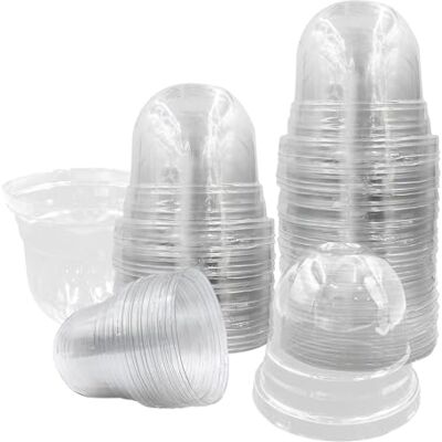 RooTrimmer 50-pack genomskinliga krukkupoler, genomskinliga frökupoler, kompatibla med 10 cm fröstartkrukor för inomhus utomhus trädgårdsarbete (50 st, klar) RooTrimmer 50-pack genomskinliga krukkupoler, genomskinliga frökupoler, kompatibla med 10 cm fröstartkrukor för inomhus utomhus trädgårdsarbete (50 st, klar)