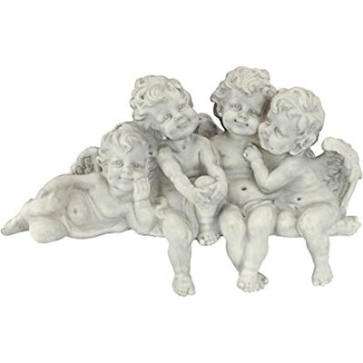 Design Toscano Cherub Conclave hylla sittande ängel skulptur, silver, 14 x 45,5 x 30,5 cm Design Toscano Cherub Conclave hylla sittande ängel skulptur, silver, 14 x 45,5 x 30,5 cm