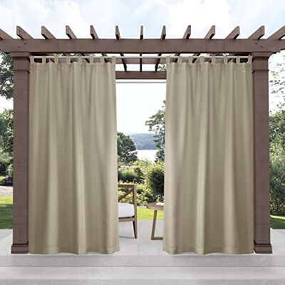 Exclusive Home Exklusiv hem cabana solid inomhus/utomhus ljus filtrering krok och ögla flik topp gardinpanel, 137 cm x 335 cm, brungrå, set med 2 Exclusive Home Exklusiv hem cabana solid inomhus/utomhus ljus filtrering krok och ögla flik topp gardinpanel, 137 cm x 335 cm, brungrå, set med 2