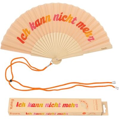 FISURA – Original fläkt med meddelande "Ich Cann Nicht Mehr" modern färgglad träfläkt orange handfläkt medföljande hängare rolig presentidé 42,5 x 23 cm FISURA – Original fläkt med meddelande "Ich Cann Nicht Mehr" modern färgglad träfläkt orange handfläkt medföljande hängare rolig presentidé 42,5 x 23 cm