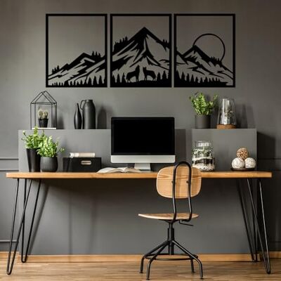 Wallity Snygga svarta dekorativa metallväggtillbehör (3 stycken), 58 x 70 cm 100% metall, 1,5 mm tjock Perfekt för modern heminredning och galleriväggar Wallity Snygga svarta dekorativa metallväggtillbehör (3 stycken), 58 x 70 cm 100% metall, 1,5 mm tjock Perfekt för modern heminredning och galleriväggar