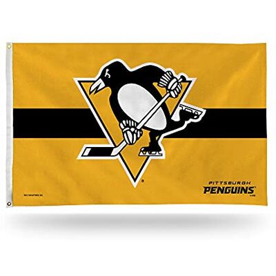 Rico Industries NHL Hockey Pittsburgh Penguins Gold with Black Stripe 3' x 5' Banner Flag Single Sided Indoor or Outdoor Home Décor Rico Industries NHL Hockey Pittsburgh Penguins Gold with Black Stripe 3' x 5' Banner Flag Single Sided Indoor or Outdoor Home Décor