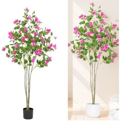 Zstar Bougainvillea träddekoration, 120 cm konstgjorda växter som känns äkta vid beröring, stor konstgjord växt i kruka med böjliga grenar och stjälkar som dekoration för balkong sovrum kontor Zstar Bougainvillea träddekoration, 120 cm konstgjorda växter som känns äkta vid beröring, stor konstgjord växt i kruka med böjliga grenar och stjälkar som dekoration för balkong sovrum kontor
